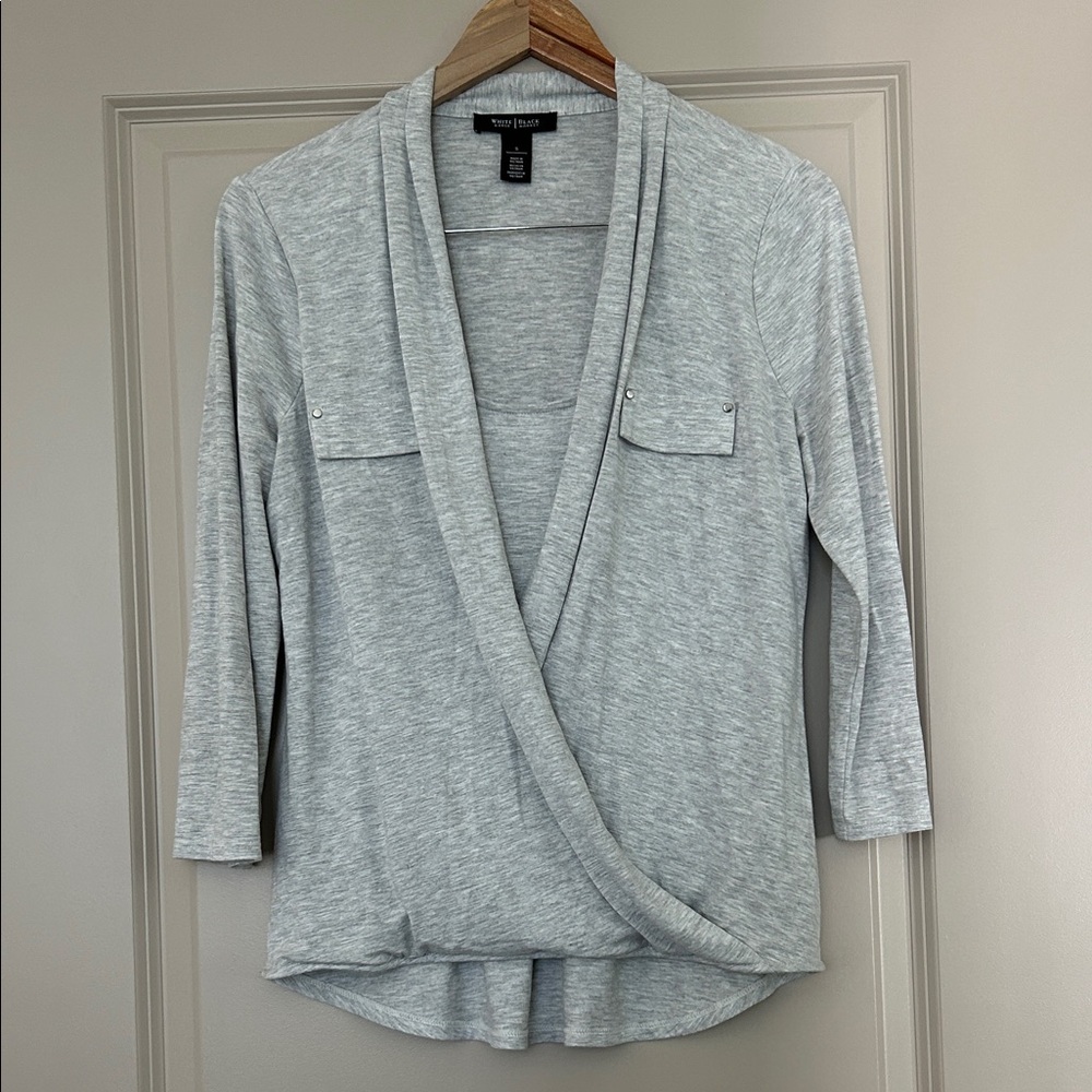 White House Black Market Light Gray Tee
